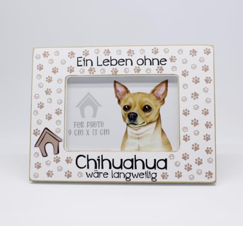 power gift Bilderrahmen mit CHIHUAHUA Spruch. Rahmen mit Hunde Motiv. Foto, Fotorahmen aus Holz zum Aufstellen oder Aufhängen. Geschenk für jeden Hundeliebhaber. von power gift