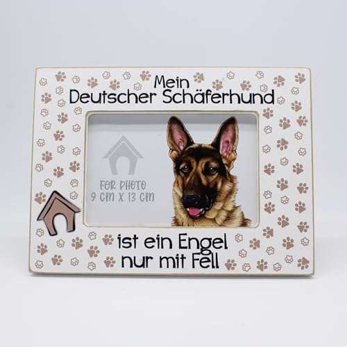 power gift Bilderrahmen mit DEUTSCHER SCHÄFERHUND Spruch. Rahmen mit Hunde Motiv. Foto, Fotorahmen aus Holz zum Aufstellen oder Aufhängen. Geschenk für jeden Hundeliebhaber. von power gift