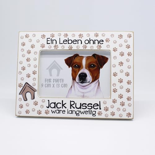 power gift JACK RUSSEL TERRIER - Bilderrahmen mit Hunde Motiv. Rahmen für Foto, Fotorahmen aus Holz zum Aufstellen oder Aufhängen. Geschenk für alle Hundeliebhaber. von power gift