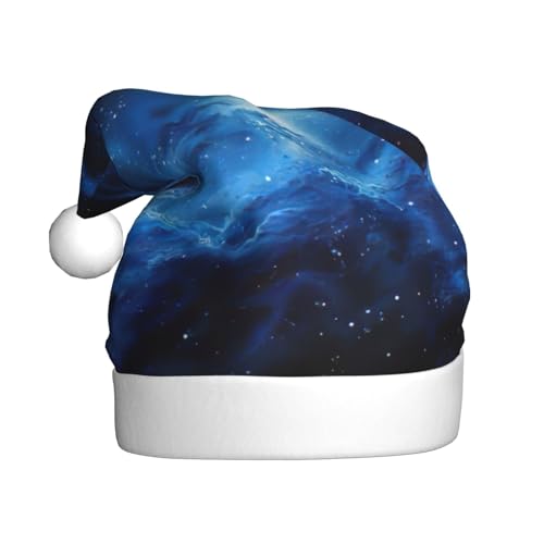 ppynte Blaue Galaxie, Plüsch-Weihnachtsmannmütze, bequeme Weihnachtsmütze, passend für Weihnachten, Neujahr, Party, Kopfbedeckung, 1 Stück von ppynte