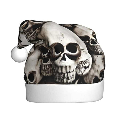 ppynte Mexikanischer Totenkopf, Plüsch-Weihnachtsmannmütze, bequeme Weihnachtsmütze, passend für Weihnachten, Neujahr, Party, Kopfbedeckung, 1 Stück von ppynte