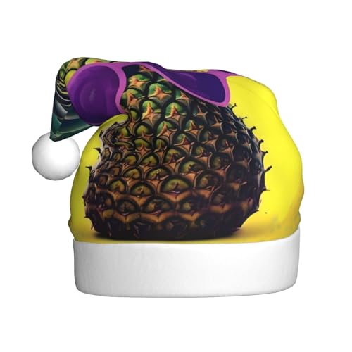 ppynte Psych Ananas-Zitat, Plüsch-Weihnachtsmannmütze, bequeme Weihnachtsmütze, Gastgeschenke, passend für Weihnachten, Neujahr, Party, Kopfbedeckung, 1 Packung von ppynte