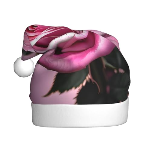 ppynte Rosa und Rose, Plüsch-Weihnachtsmannmütze, bequeme Weihnachtsmütze, passend für Weihnachten, Neujahr, Party, Kopfbedeckung, 1 Stück von ppynte