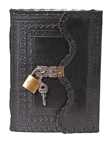 Leder Diary Tagebuch Notizblock, Buch mit Schloss & Schlüssel Schreiben handgefertigt Papier für Home & Office schwarz von pranjals house