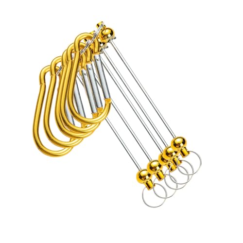 predolo 5 Stück DIY Perlenkarabiner mit Schlüsselanhängern, D-, Federverschlusshaken, Metallverschlüsse für Reißverschlüsse, Perlenprojekte, Gold von predolo