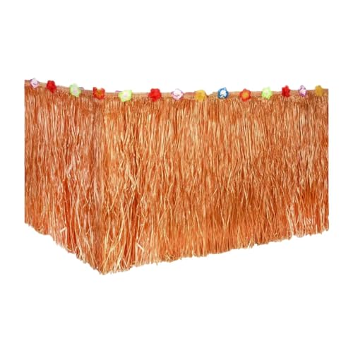 predolo Luau Künstlicher Gras Tischrock, Hawaiianischer Fransen Tischrock, Szene Requisiten, Sommer Strand Bankett Dekor, Tischdekoration, Ornament, 275cm X 60cm von predolo