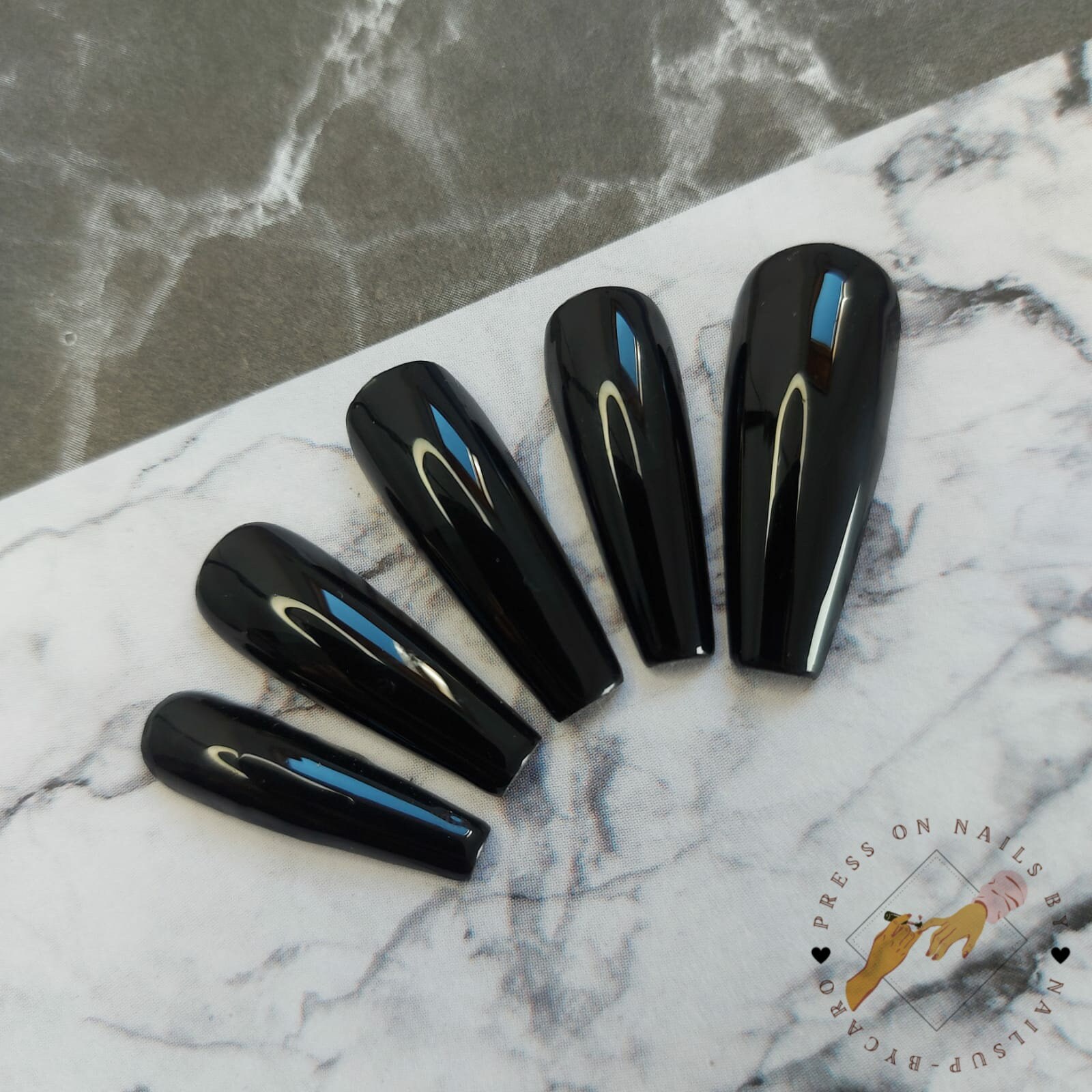 Black Glam - Press On Nails Long Ballerina von pressonsbycaro