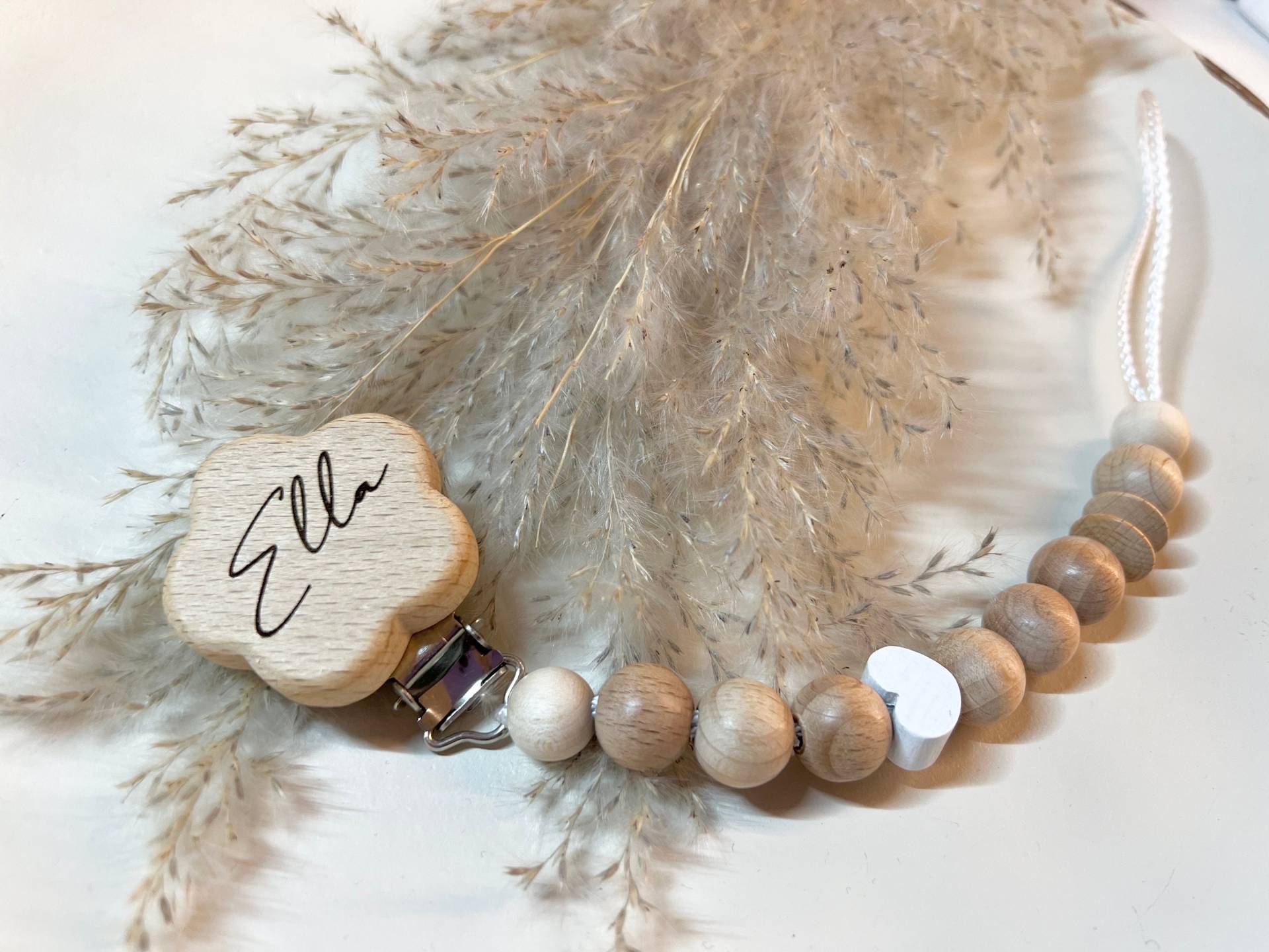 Schnullerkette Personalisiert | Mit Name Graviert Handgemacht Holz von prettylittleJeMa