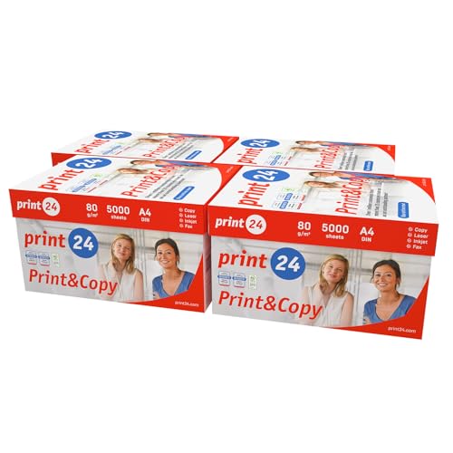 print24 Druckerpapier Kopierpapier 20000 Blatt 40 x 500 A4 80g Premium Weiß Testsieger PEFC von print24