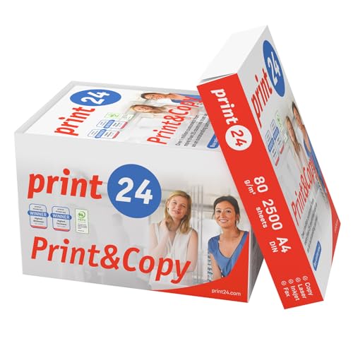 print24 Druckerpapier Kopierpapier 2500 Blatt 5 x 500 A4 80g Premium Weiß Testsieger PEFC von print24