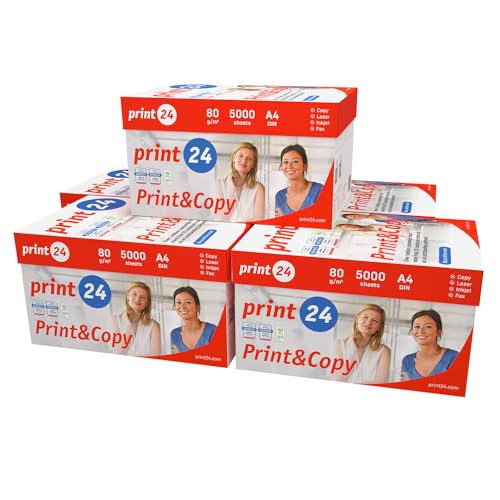 print24 Druckerpapier Kopierpapier 25000 Blatt 50 x 500 A4 80g Premium Weiß Testsieger PEFC von print24