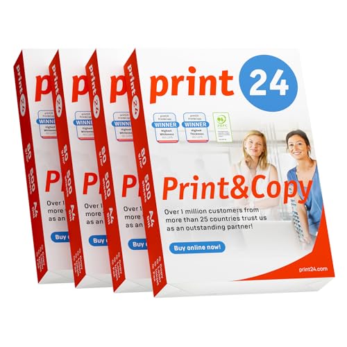 print24 Druckerpapier Kopierpapier 500-150000 Blatt A4 80g Premium Weiß Testsieger PEFC (2.000 Blatt) von print24