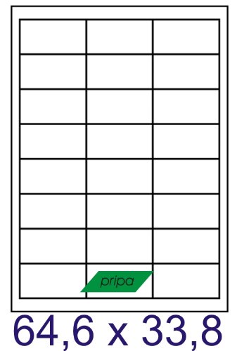 pripa - Amazon FBA Versand Etiketten 64,3 x 33,8 mm 24 Stueck auf A4-50 Blatt DIN A4 selbstklebende Etiketten von pripa