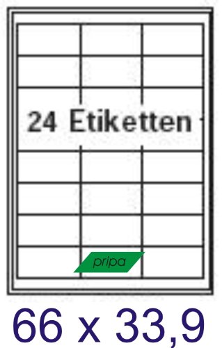 pripa - Amazon FBA Versand Etiketten 66,0 x 33,9 mm - 24 Stueck auf A4 - maxi 500 Blatt DIN A4 selbstklebende Etiketten von pripa