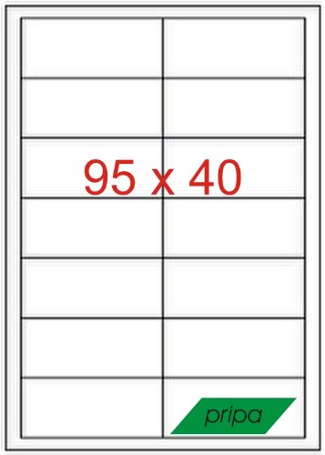 pripa - Etiketten 95 x 40 mm - 14 Stueck auf A4-200 Blatt A4 selbstklebende Etiketten von pripa