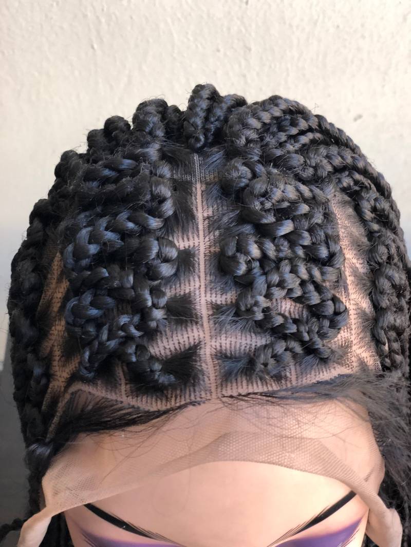 Criss Cross Cornrow Handgemachte Geflochtene Perücke Frontal Finish Versandkostenfrei Bereit Zu Versenden von propsNtresses