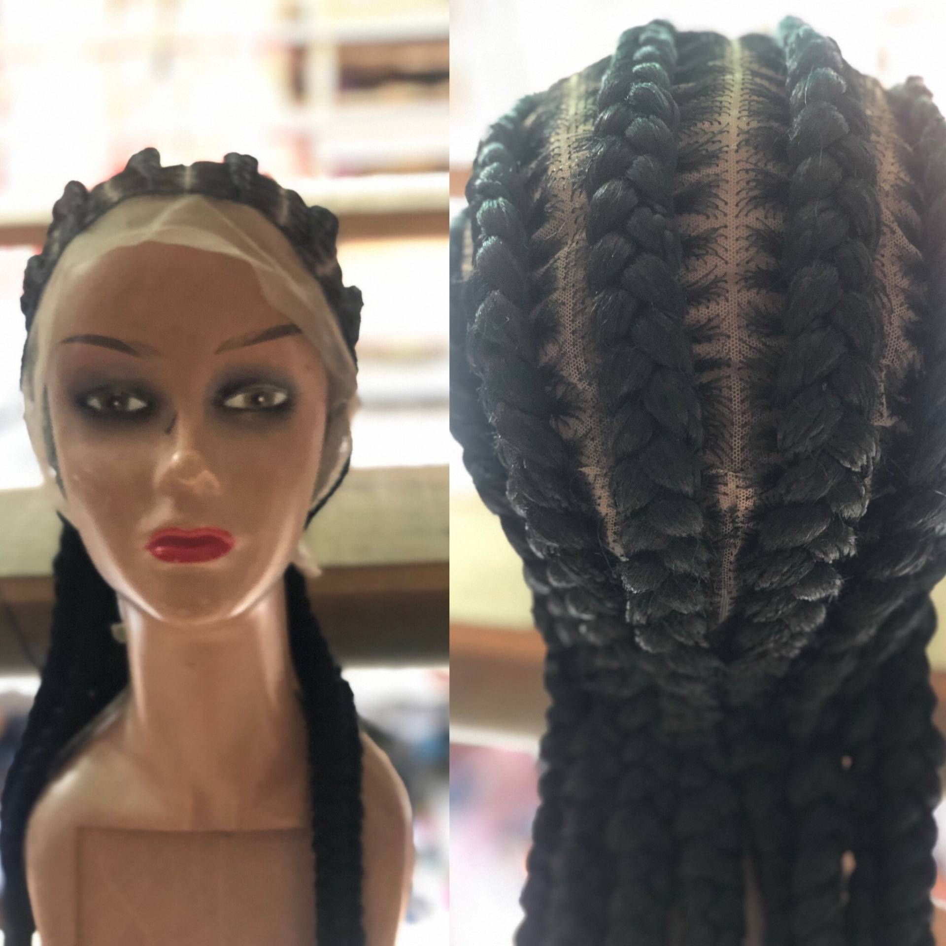 Jumbo Cornrow Handgemachte Geflochtene Perücke Volle Spitze Kostenloser Versand von propsNtresses