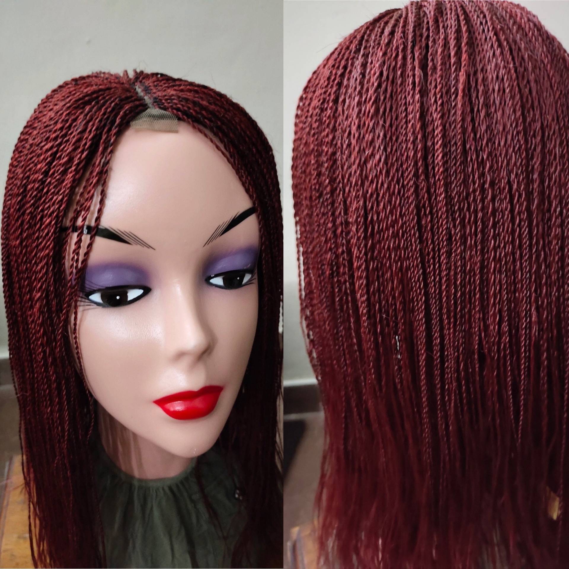 Micro Twists 18-Zoll-Perücke Weinrot Verschluss Fertig Versandkostenfrei von propsNtresses