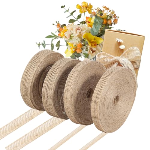 4 Roll Juteband,10 m Juteband Sackleinen Band Geschenkband Jute-Stoffband Vintage Geschenkband Hessisches für DIY Hochzeit Weihnachten Party Bastelnv 1cm,1.5cm von prota