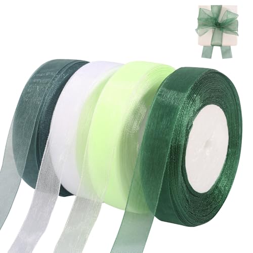 4 Rollen 45m Organzaband, 20mm Breit Chiffo Geschenkband, Transparentes Organza Bänder Schleifenband Chiffonband Tüllband für Basteln Geschenkverpackung Hochzeitsdekoration von prota