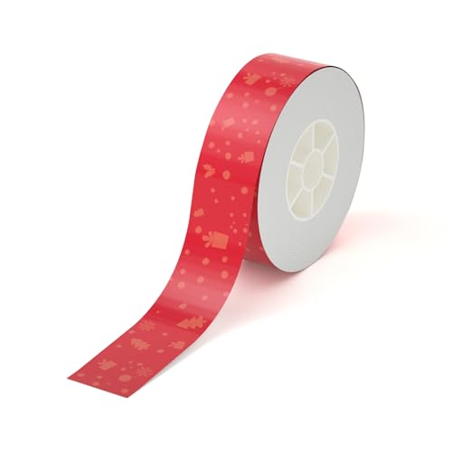 PRT Qutie Weihnachtsrot Etiketten Selbstklebend - 4M*15mm Wasserdicht DIY Klebeetiketten, Kompatibel zum Qutie Etikettendrucker, Geeignet für Drucken Sie Barcode, Name, Datum, Preis usw von prt