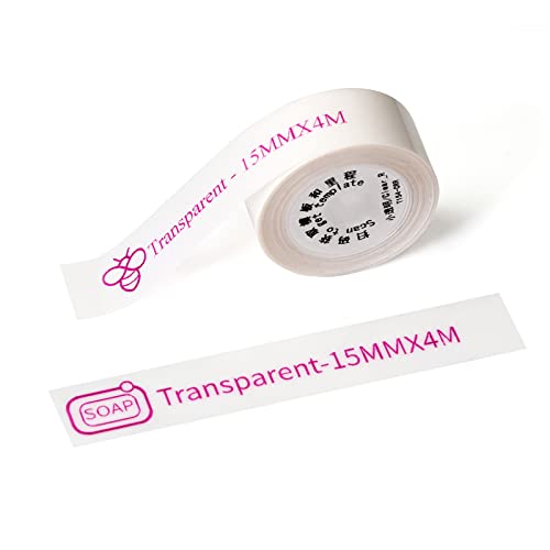 Qutie Rosarote Schrift Etiketten Selbstklebend - 15mm Wasserdicht DIY Klebeetiketten, Kompatibel zum Qutie Etikettendrucker, Geeignet für Drucken Sie Barcode, Name, Datum, Preis, 4M/Rolle von prt