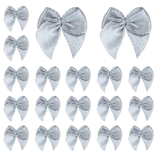 pson 125 Stück graue Schleifen, handgefertigte Mini-Bandschleifen für Haar-Accessoires, Bastelprojekte, Party, Hochzeit, Dekoration (25 mm x 20 mm) von pson