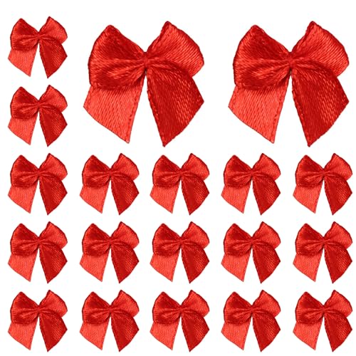 pson 125 rote Schleifen, handgefertigte Mini-Bandschleifen für Haar-Accessoires, Bastelprojekte, Party, Hochzeit, Dekoration (25 mm x 20 mm) von pson