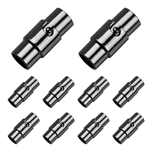 pson Kordel-Endkappen, Lederschnur-Endkappen, 5 mm, Verschlusskappen und Verschlüsse, Schmuckherstellungszubehör für Lederarmband, DIY, Handwerk, 10 Stück (Gun Black) von pson