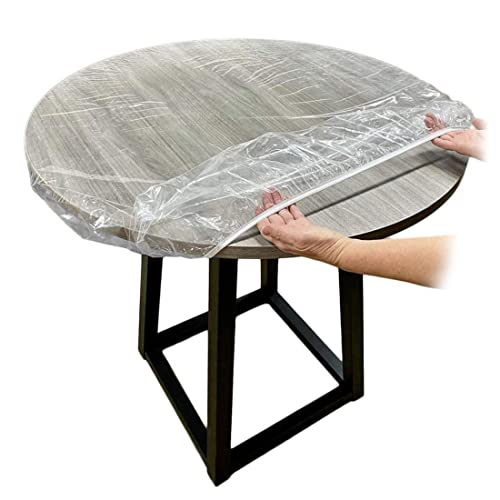 Runde angepasste Tischdecke wasserdichte und ölfeste transparente Vinyl-Tischdecke für 35-43-Zoll von ptumcial