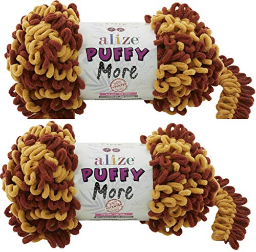 Alize Puffy More Yarn Loop Yarn Menge von 2 Strängen 300gr 23 m (insgesamt) 100% Mikropolyester Keine Nadeln Keine Haken Weiches Garn - 6276 von puffy yarns