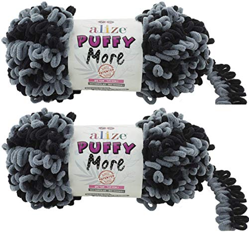 Alize Puffy More Yarn Loop Yarn Menge von 2 Strängen 300gr 23 m (insgesamt) 100% Mikropolyester Keine Nadeln Keine Haken Weiches Garn - 6284 von puffy yarns