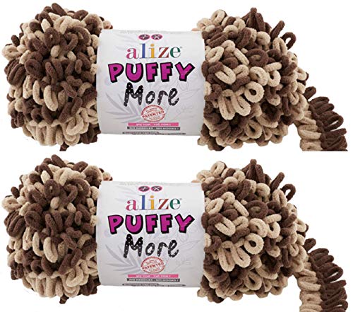 Alize Puffy More Yarn Loop Yarn Menge von 2 Strängen 300gr 23 m (insgesamt) 100% Mikropolyester Keine Nadeln Keine Haken Weiches Garn - 6287 von puffy yarns