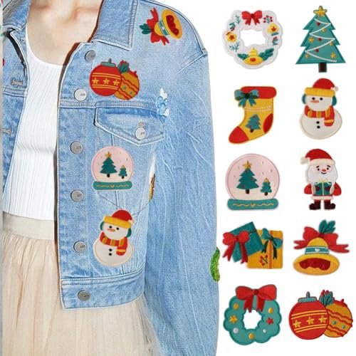 Merry Christmas Iron on Patches, Embroidered Appliques Stickers, Christmas Embroidered Appliqué Patches for Clothes Jacket Backpack, Sewing Fabric Stickers for Craft, Sewing von pulunto