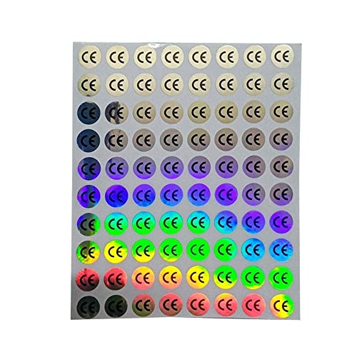 pulunto 10 Blatt 10 mm Durchmesser Hologramm-CE-Aufkleber, wasserdichte Aufkleber, DIY-Handwerk, selbstklebende Aufkleber, CE von pulunto