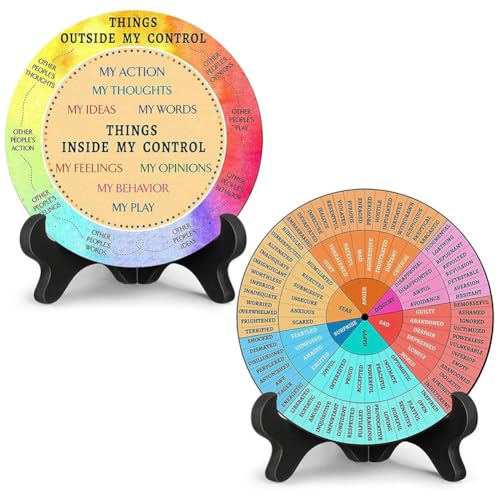 pulunto Emotions-Diagramm aus Holz mit Ständer für beruhigende Ecke, Schulberatung, Klassenzimmer, Büro-Schreibtisch-Dekoration, Angstlehrer, Beratergeschenke von pulunto