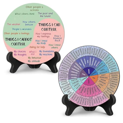 pulunto Emotions-Diagramm aus Holz mit Ständer für beruhigende Ecke, Schulberatung, Klassenzimmer, Büro-Schreibtisch-Dekoration, Angstlehrer, Beratergeschenke von pulunto