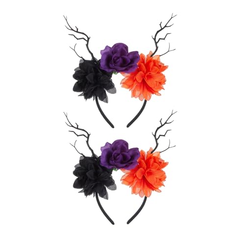 pumpumlia Haarreif mit Blumenmotiv für Festivals, Halloween, Cosplay, mit langem schwarzem Haarschmuck, Dekorationen für Partys pumpumlia Haarreif mit Blumenmotiv für Festivals, Halloween, Cosplay, mit langem schwarzem Haarschmuck, Dekorationen für Partys von pumpumlia