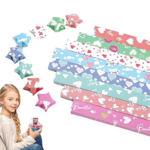 puzzlegame Sternpapierstreifen - Papierhandwerk Faltpapier - Niedliche Sterndekorationen, bunte Glücksstern-Papierstreifen, -Kunsthandwerk, Geschenke für Kinder, Schulunterrichtsbedarf von puzzlegame