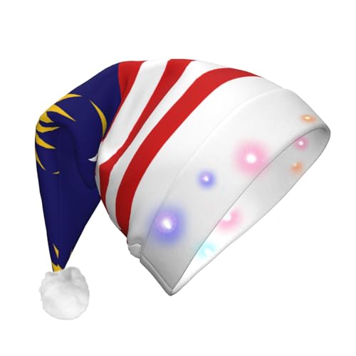 Weihnachtsmütze mit Malaysia-Flagge, LED-Weihnachtsmannmütze, Weihnachtsmannmütze, Neujahr, festliche Partys, Winks Neuheit von pvinnk