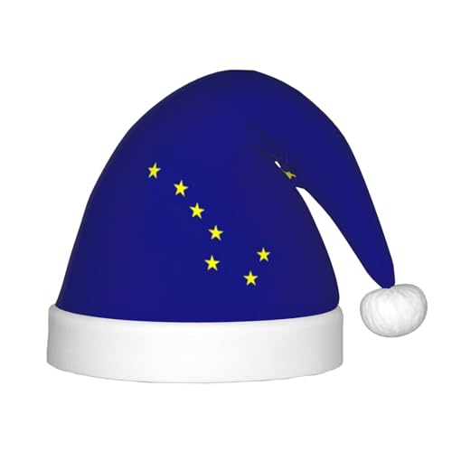 pvinnk Festliche Weihnachtsmütze mit Alaska-Staatsflagge, Unisex, Weihnachtsmannmütze, Weihnachtsmannmütze, Weihnachtsmannmütze von pvinnk