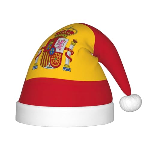 pvinnk Festliche Weihnachtsmütze mit spanischer Flagge, Unisex, Weihnachtsmannmütze, Weihnachtsmannmütze von pvinnk