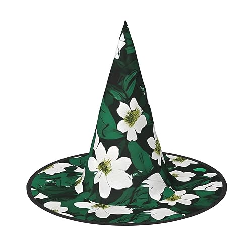 pvinnk Hunter Green Floral Petals Pattern Print Over Vibrant Carnival Halloween Hat Adult Costume Accessory For Themed Parties von pvinnk