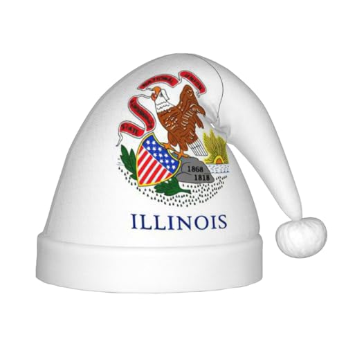 pvinnk Illinois State Flag Print Festive Christmas Hat Unisex Xmas Parties Holiday Cheer Xmas Accessories Santa Hat von pvinnk