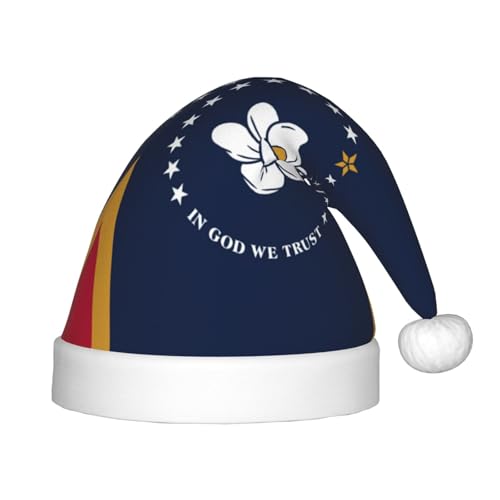 pvinnk Mississippi Weihnachtsmütze mit Staatsflaggen-Druck, Unisex, Weihnachtsfeier, Weihnachtsmannmütze von pvinnk