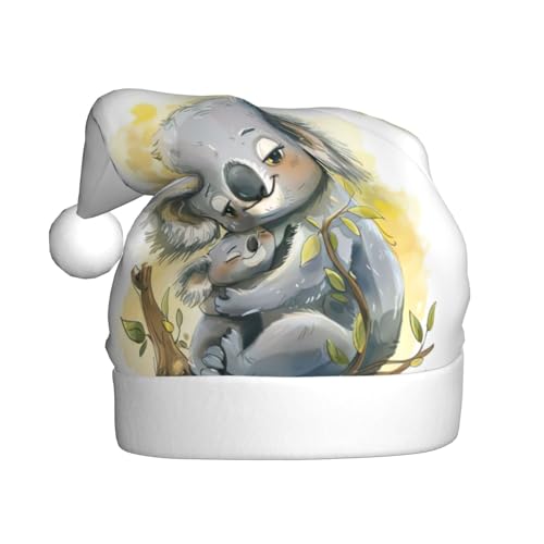 pvinnk Niedlicher Koala-Mutter- und Babyaufdruck, Weihnachtsmütze, Zubehör für Erwachsene Feiertage und Weihnachtsfeiern von pvinnk