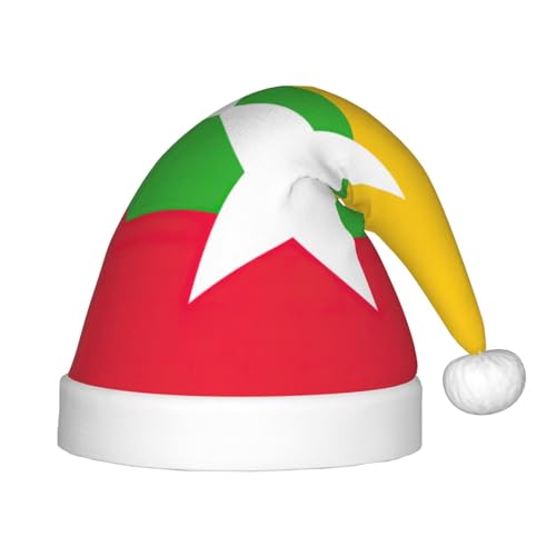 pvinnk Weihnachtsmütze mit Flagge von Myanmar, Unisex, Weihnachtsfeier, Weihnachtsdekoration, Weihnachtsmannmütze von pvinnk