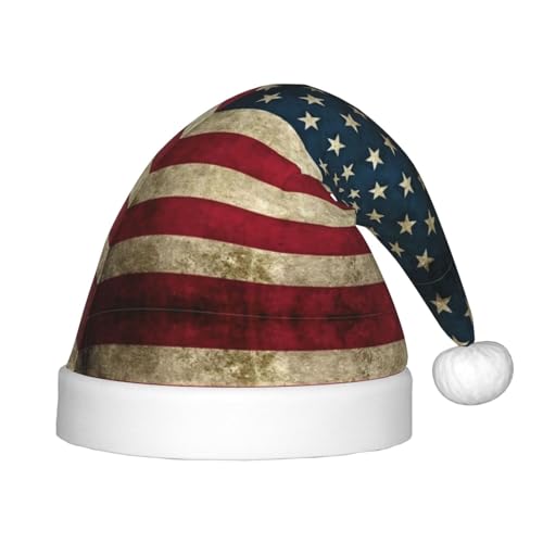 pvinnk Weihnachtsmütze mit amerikanischer Flagge, Unisex, Weihnachtsmannmütze, Weihnachtsmannmütze, Weihnachtsmannmütze von pvinnk