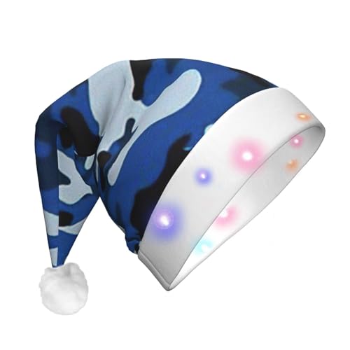 pvinnk Weihnachtsmütze mit blauem Camouflage-Druck, LED-Weihnachtsmannmütze, Weihnachtsmütze, Neujahr, festliche Partys, Winks Neuheit von pvinnk