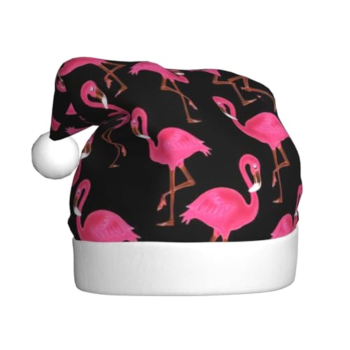 pvinnk Weihnachtsmütze mit niedlichem rosa Flamingo-Druck, Zubehör für Erwachsene Feiertage und Weihnachtsfeiern von pvinnk